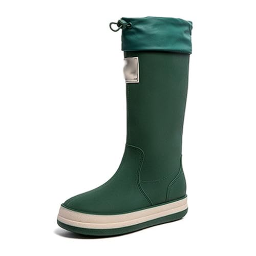 PINGSHI Boutique UK Wasserdichte Regenstiefel for Damen, strapazierfähige Watgummistiefel den Außenbereich, rutschfeste Angel- und Campingstiefel for Regen und Schnee(Dark green,38 EU) von PINGSHI Boutique UK