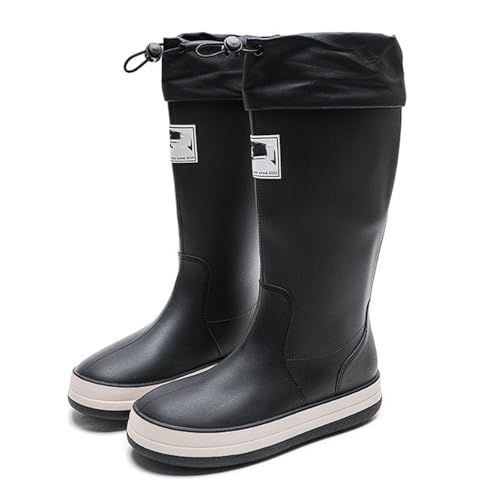 PINGSHI Boutique UK Wasserdichte Regenstiefel for Damen, strapazierfähige Watgummistiefel den Außenbereich, rutschfeste Angel- und Campingstiefel for Regen und Schnee(Svart,36 EU) von PINGSHI Boutique UK