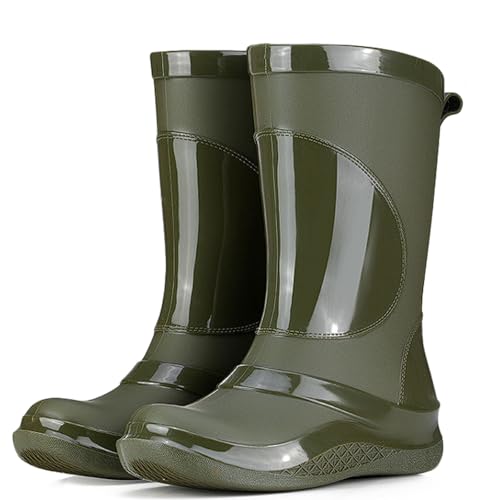 PINGSHI Boutique UK Wasserdichte Regenstiefel for Damen mit herausnehmbarem Fleecefutter, rutschfeste Freizeit-Arbeitsstiefel for Komfort im Freien(Groen,39 EU) von PINGSHI Boutique UK