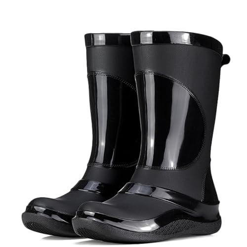 PINGSHI Boutique UK Wasserdichte Regenstiefel for Damen mit herausnehmbarem Fleecefutter, rutschfeste Freizeit-Arbeitsstiefel for Komfort im Freien(Svart,41 EU) von PINGSHI Boutique UK