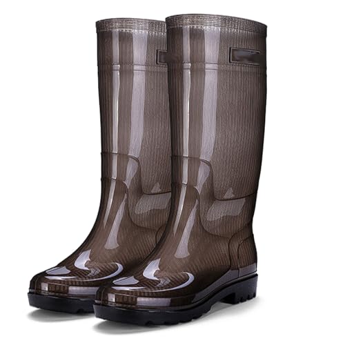 PINGSHI Boutique UK Wasserdichte Regenstiefel mit hohem Schaft, schnelltrocknende, rutschfeste Arbeitsstiefel mit verdickter Sohle for Outdoor, Gartenarbeit und schwere Beanspruchung(Svart,44 EU) von PINGSHI Boutique UK