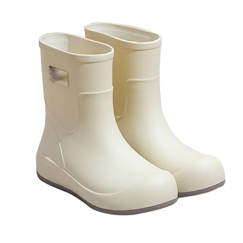 PINGSHI Boutique UK Wasserdichte Regenstiefel mit hohem Schaft und herausnehmbarem Fleecefutter, rutschfeste Winterstiefel for die Küche und den Außenbereich, 3-fach tragbar(Blanc,40 EU) von PINGSHI Boutique UK
