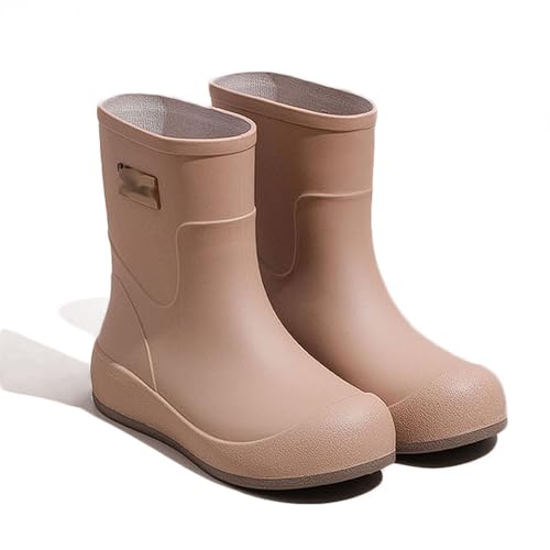 PINGSHI Boutique UK Wasserdichte Regenstiefel mit hohem Schaft und herausnehmbarem Fleecefutter, rutschfeste Winterstiefel for die Küche und den Außenbereich, 3-fach tragbar(Kaki,39 EU) von PINGSHI Boutique UK