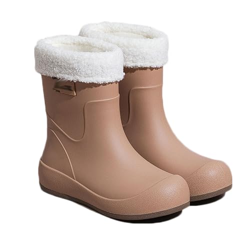 PINGSHI Boutique UK Wasserdichte Regenstiefel mit hohem Schaft und herausnehmbarem Fleecefutter, rutschfeste Winterstiefel for die Küche und den Außenbereich, 3-fach tragbar(Khaki 1,40 EU) von PINGSHI Boutique UK