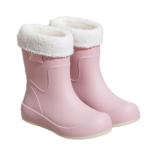 PINGSHI Boutique UK Wasserdichte Regenstiefel mit hohem Schaft und herausnehmbarem Fleecefutter, rutschfeste Winterstiefel for die Küche und den Außenbereich, 3-fach tragbar(Pink 1,40 EU) von PINGSHI Boutique UK