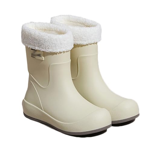 PINGSHI Boutique UK Wasserdichte Regenstiefel mit hohem Schaft und herausnehmbarem Fleecefutter, rutschfeste Winterstiefel for die Küche und den Außenbereich, 3-fach tragbar(White 1,38 EU) von PINGSHI Boutique UK