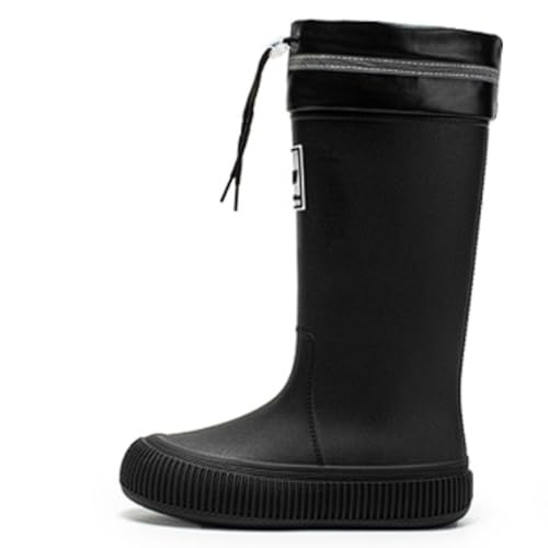 PINGSHI Boutique UK Wasserdichte Winterregenstiefel Damen mit hohem Schaft, rutschfeste Stiefel for kaltes Wetter for Outdoor, Gartenarbeit und Schnee(Svart,36 EU) von PINGSHI Boutique UK