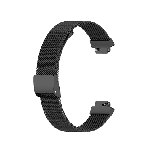 PINHEN Kompatibel mit Fitbit Inspire/Inspire HR/ACE2 Armband, Metallband Zubehör Edelstahl Mesh Armband für Frauen Männer (L, Black) von PINHEN