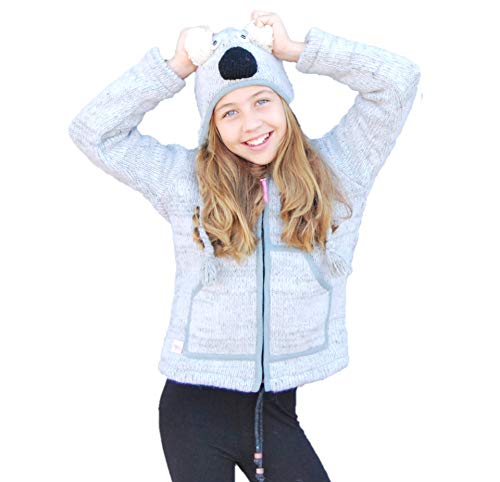 PINK YAK Jacke mit Tiermütze mit Form von Koala, für Kinder (L) von PINK YAK