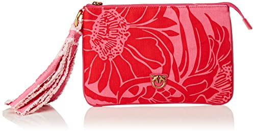 Pinko Damen Flat Classic Canvas RICICLATO Handtasche, NR1_ROSA/Rosso von Pinko