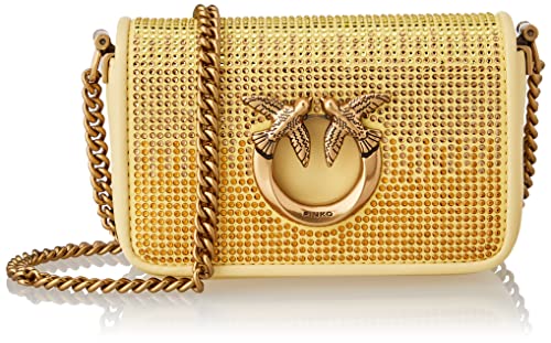 Pinko Damen Love Click Micro Full Strass Tasche, H45q_Aquoso-Antik-Gold von Pinko