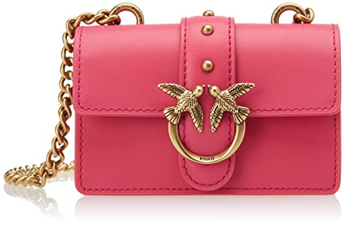 Pinko Damen Love One Micro C Kalbsleder Seide Tasche, N17q_Rote Beete Ch-Antique Gold von Pinko