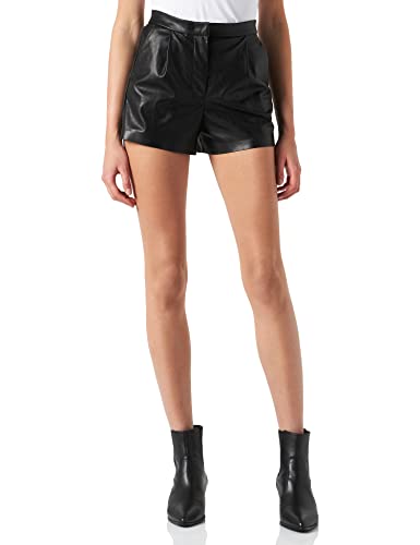 Pinko Damen Puro 2 Similpelle Shorts, Z99_Schwarz Limousine, 36 von Pinko