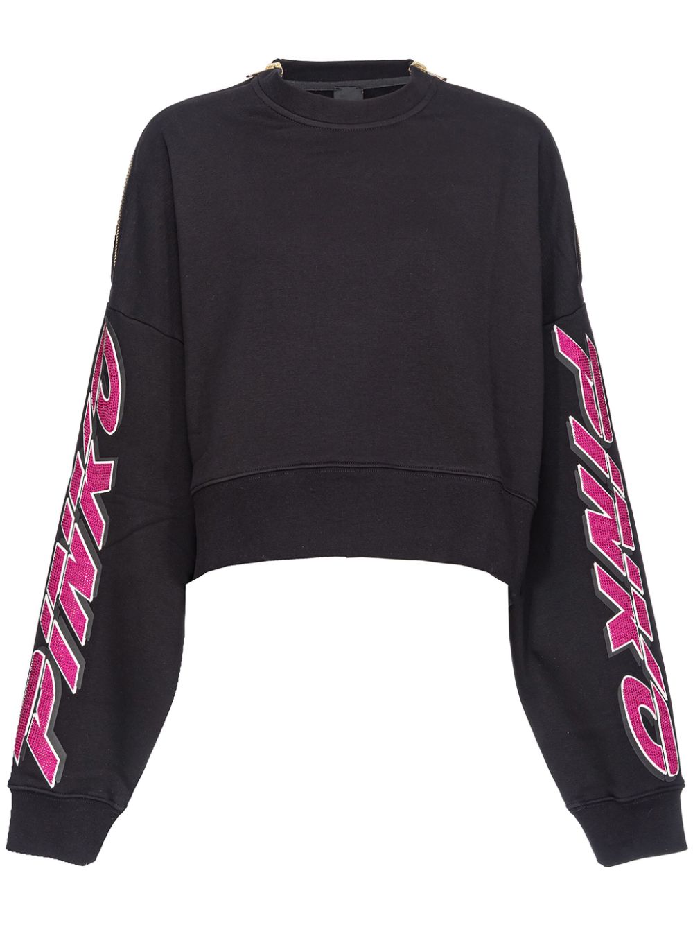 PINKO Sweatshirt mit Strass-Logo - Schwarz von PINKO