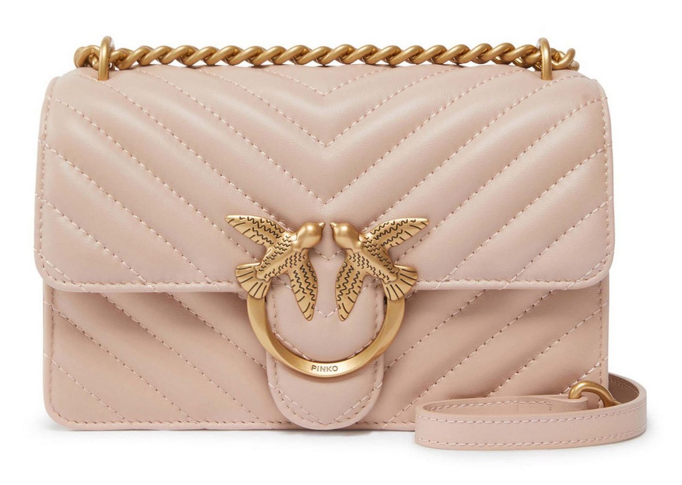 PINKO Umhängetasche Mini DC Sheep Nappa Chevron, aus echtem Schafsleder von PINKO