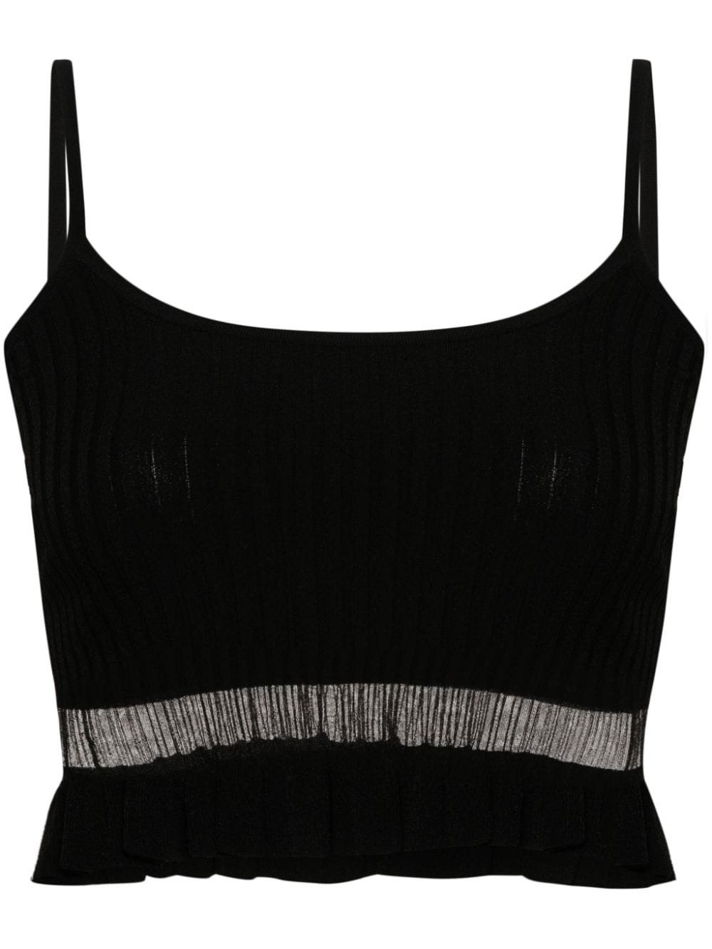 PINKO Geripptes Cropped-Stricktop - Schwarz von PINKO