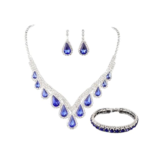 PINKPIN 4-teiliges Schmuck-Set für Damen, Halskette, baumelnde Ohrringe, Armband-Set, Hochzeitsparty-Schmuck für Braut, Brautjungfer, Abendpartys und Kleider, Standard, Metall, kein Edelstein PINKPIN 4-teiliges Schmuck-Set für Damen, Halskette, baumelnde Ohrringe, Armband-Set, Hochzeitsparty-Schmuck für Braut, Brautjungfer, Abendpartys und Kleider, Standard, Metall, kein Edelstein von PINKPIN