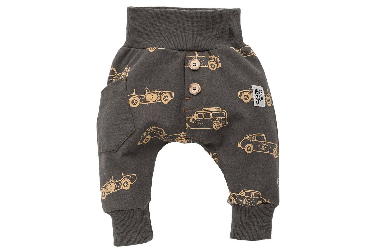 PINOKIO Pumphose Haremshose Schlupfhose Autos gemustert » Babyhose (1-tlg) LET´S GO Patch, Tasche, Retro, Oldtimer, Rennwagen, Sportwagen, Automuster von PINOKIO