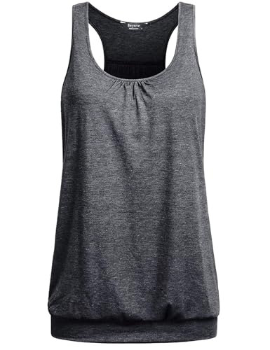 PINSPARK 1 or 3er Pack Damen Sport Tank Tops Atmungsaktives Racerback Yoga Shirts Laufen Fitness Ärmelloses Oberteile Sporttop Dunkelgrau XXXL von PINSPARK