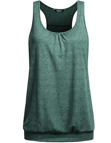 PINSPARK 1 or 3er Pack Damen Sport Tank Tops Atmungsaktives Racerback Yoga Shirts Laufen Fitness Ärmelloses Oberteile Sporttop Dunkelgrün XXL von PINSPARK