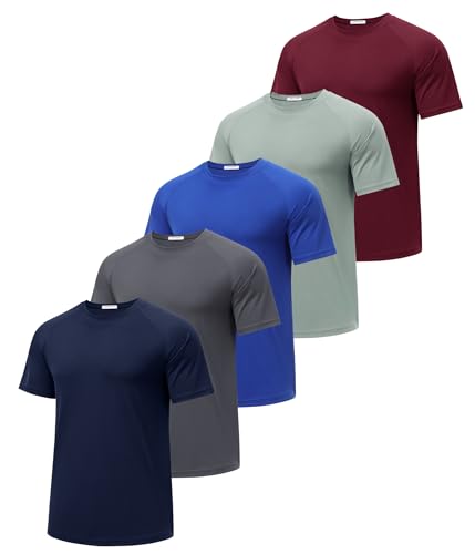 PINSPARK 5er Pack Sport Tshirts Herren Funktionsshirt Kurzarm Laufshirt Schnelltrocknend Atmungsaktive Trainingsshirt Fitness Dunkelgrau XXL von PINSPARK