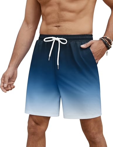 PINSPARK Badeshorts Herren Lang Frühling Kurze Badehose Beach Sporthose Schnelltrocknend Strandhose Lässig Fitness Laufshorts Funktions Kurze Hosen Dunkelblau XXL von PINSPARK