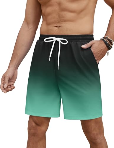 PINSPARK Badeshorts Herren Lang Frühling Kurze Badehose Beach Sporthose Schnelltrocknend Strandhose Lässig Fitness Laufshorts Funktions Kurze Hosen Grün XXL von PINSPARK