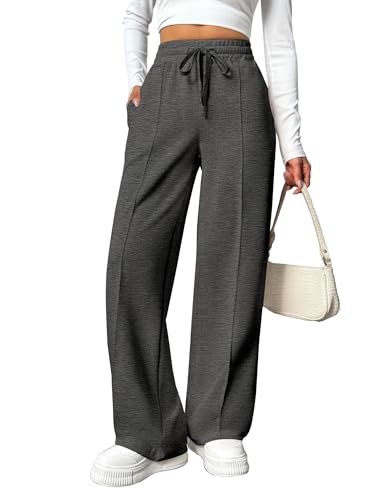 PINSPARK Damen Jogginghose High Waist Sporthose Weites Bein Sweatpants mit elastischem Bund Yogahose Trainingshose Fitness Sweathose Baggy Freizeithose mit Taschen Anthrazit L PINSPARK Damen Jogginghose High Waist Sporthose Weites Bein Sweatpants mit elastischem Bund Yogahose Trainingshose Fitness Sweathose Baggy Freizeithose mit Taschen Anthrazit L von PINSPARK