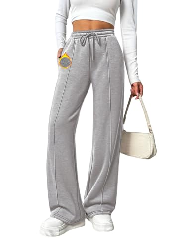 PINSPARK Damen Jogginghose Warme Joggpants High Waist Sporthose Baggy Weites Bein Trainingshose Fleece Freizeithose mit Taschen Thermohose Winter Fleecehose Hellgrau M PINSPARK Damen Jogginghose Warme Joggpants High Waist Sporthose Baggy Weites Bein Trainingshose Fleece Freizeithose mit Taschen Thermohose Winter Fleecehose Hellgrau M von PINSPARK