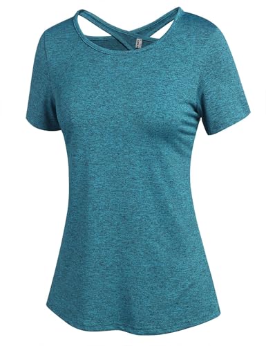 PINSPARK Damen Sport T-Shirt Kurzarm Funktionsshirt Rückenfreies Sportshirt Laufshirt Oberteile Leicht Fitness Oberteil Yoga Workout Gym Top Grün XXL PINSPARK Damen Sport T-Shirt Kurzarm Funktionsshirt Rückenfreies Sportshirt Laufshirt Oberteile Leicht Fitness Oberteil Yoga Workout Gym Top Grün XXL von PINSPARK