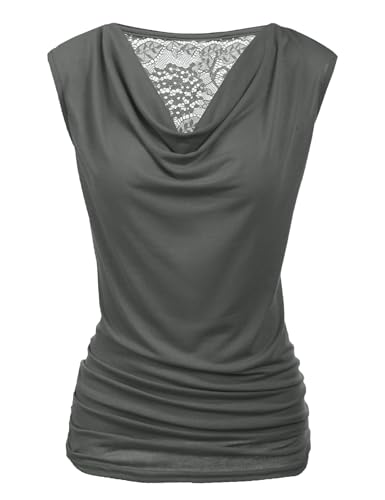 PINSPARK Damen T-Shirt Casual Sommer Bluse V-Ausschnitt Stretch Bluse Falten Oberteil Elegant Tunika Wasserfall Top Dunkelgrau XXL PINSPARK Damen T-Shirt Casual Sommer Bluse V-Ausschnitt Stretch Bluse Falten Oberteil Elegant Tunika Wasserfall Top Dunkelgrau XXL von PINSPARK