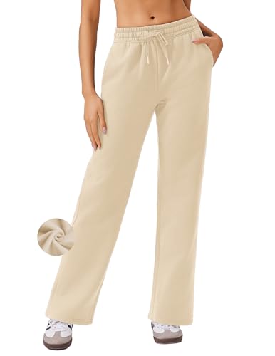 PINSPARK Damen Warme Gefütterte Jogginghose Thermo Fleece Hosen mit 2 Taschen Winter Verdickte Outdoor Freizeit Laufhose Sweatpants Petite von PINSPARK