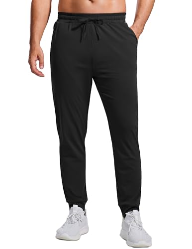 PINSPARK Herren Jogginghose Leichte Sweathose Lange Sport Hosen Jogger Trainingshose Sweatpants Relaxing Hose mit Taschen Regular Fit Schwarz L von PINSPARK