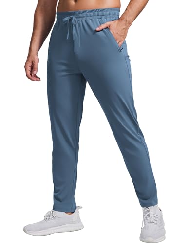 PINSPARK Herren Jogginghose Schnelltrocknend Trainingshose Leichte Sporthose Atmungsaktiv Sweatpants Fitness Freizeithose mit Reißverschlusstaschen Dunkelblau M von PINSPARK
