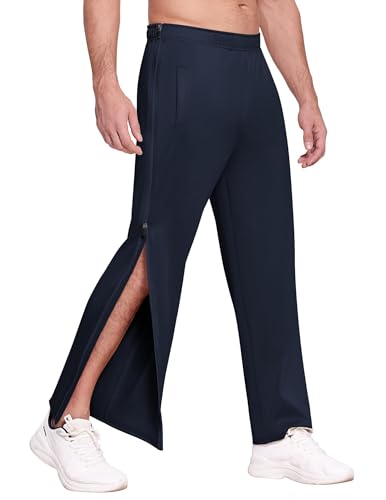 PINSPARK Herren Reha Hose Lang Sporthose mit durchgehendem Reissverschluss Trainingshose Locker Lässig Jogginghose Abreißhose Dunkelblau XXL PINSPARK Herren Reha Hose Lang Sporthose mit durchgehendem Reissverschluss Trainingshose Locker Lässig Jogginghose Abreißhose Dunkelblau XXL von PINSPARK