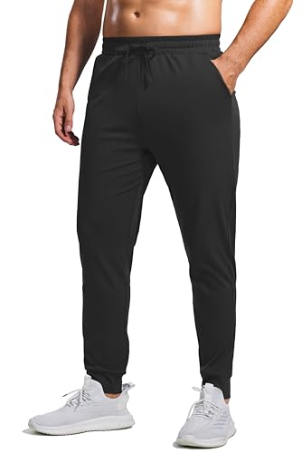 PINSPARK Herren Sporthose Jogginghose Sweatpants Leicht Jogger Freizeit Laufen Hose mit Reißverschluss und Rippeinsatz am Beinabschluss Schwarz XXL von PINSPARK