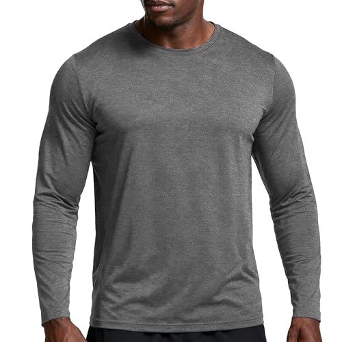 PINSPARK Herren Sportshirt Atmungsaktiv Laufshirt Leichte Langarmshirt UPF 50+ UV Shirt Trainingsshirt Funktionsshirt Wandershirt Langarm Gym Running Tops Weinrot S von PINSPARK