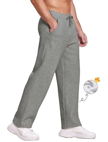 PINSPARK Herren Trainingshose Winter Fleece Baggy Jogginghose Baumwolle Sporthose Sweatpants Casual Freizeithose Laufhose für Fitness Sport mit Taschen Dunkelgrau XXL von PINSPARK