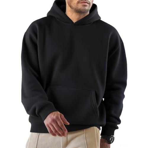 PINSPARK Hoodies Herren Freizeit Langarm Kapuzenpullover Herbst Jogging Sweatshirt Atmungsaktiv Fitness Pullover Männer Trekking Train Hoodies Schwarz l von PINSPARK