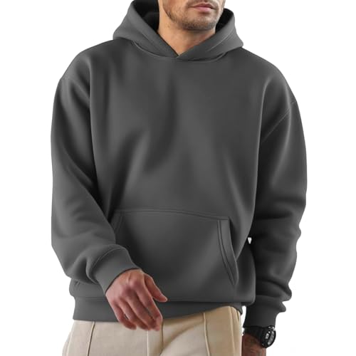 PINSPARK Hoodies Herren Langarm Kapuzenpullover Herbst Jogging Sweatshirt Atmungsaktiv Fitness Pullover Männer Trekking Train Hoodies Dunkelgrau XXL von PINSPARK
