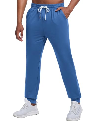 PINSPARK Hosen Herren Jogginghose Schnelltrocknend Lang Sporthose Winter Baumwolle Freizeithose Fitness Wandern Funktionshose Leichte Weich Trainingshose Blau XL von PINSPARK