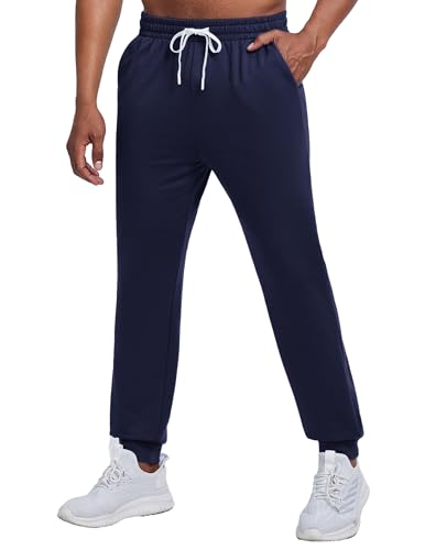 PINSPARK Hosen Herren Jogginghose Schnelltrocknend Lang Sporthose Winter Baumwolle Freizeithose Fitness Wandern Funktionshose Leichte Weich Trainingshose Dunkelblau XL von PINSPARK