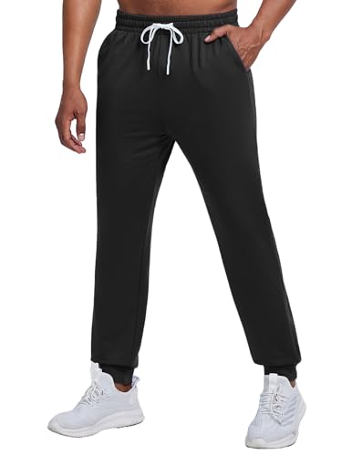 PINSPARK Hosen Herren Jogginghose Schnelltrocknend Lang Sporthose Winter Baumwolle Freizeithose Fitness Wandern Funktionshose Leichte Weich Trainingshose Schwarz XL von PINSPARK