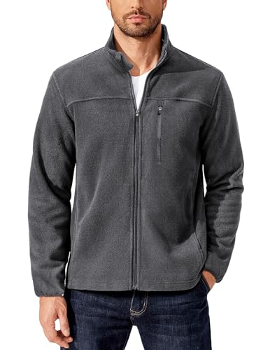 PINSPARK Jacke Herren Fleecejacke Herbst und Winter Übergangsjacke Outdoor Wanderjacke Warm Strickjacke Gym Freizeit Sweatjacke Full Zip Fleece Pullover M Hellgrau von PINSPARK