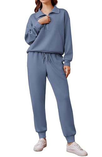 PINSPARK Jogginganzug Damen Set Trainingsanzug Halber Reißverschluss Zweiteiler Tracksuit Langarm Outfit Freizeitanzug Einfarbig Jogger Sportanzug Blau M PINSPARK Jogginganzug Damen Set Trainingsanzug Halber Reißverschluss Zweiteiler Tracksuit Langarm Outfit Freizeitanzug Einfarbig Jogger Sportanzug Blau M von PINSPARK