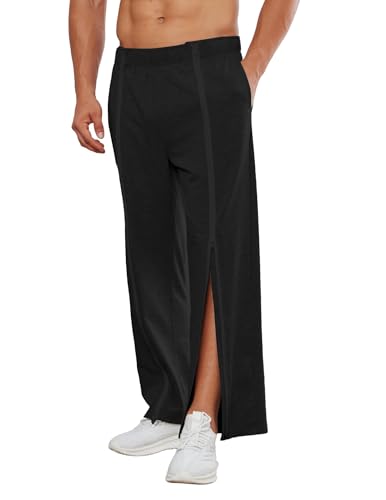 PINSPARK Jogginghose Herren Baumwolle Sweathose Baggy Sweatpants Elastische Taille Jogging Hose Weites Bein Sporthose Lang Sweat Pants Schwarz M von PINSPARK