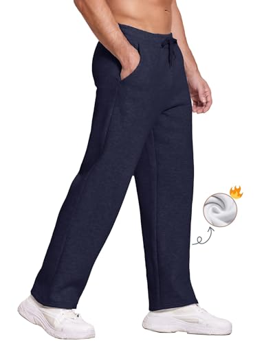 PINSPARK Jogginghose Herren Fleecehose Trainingshose Baggy Sweatpants Gefütterte Thermohose Winter Hosen Freizeithose Sporthosen Winterhose mit Taschen Navy blau M von PINSPARK