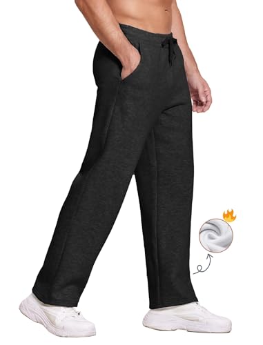 PINSPARK Jogginghose Herren Fleecehose Trainingshose Baggy Sweatpants Gefütterte Thermohose Winter Hosen Freizeithose Sporthosen Winterhose mit Taschen Schwarz XXL von PINSPARK