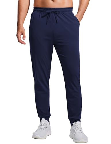 PINSPARK Jogginghose Herren Leichte Trainingshose Sporthose Slim Fit Freizeithose Sweathose mit Reißverschlusstaschen Kodelzug Jogger Blau M von PINSPARK