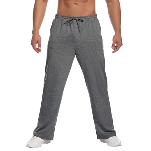 PINSPARK Herren Jogginghose Baumwolle Trainingshose Baggy Sporthose Lang Atmungsaktiv Sport Hose Running Jogger Laufhose mit Taschen Laufhose für Fitness Dunkelgrau XXL von PINSPARK